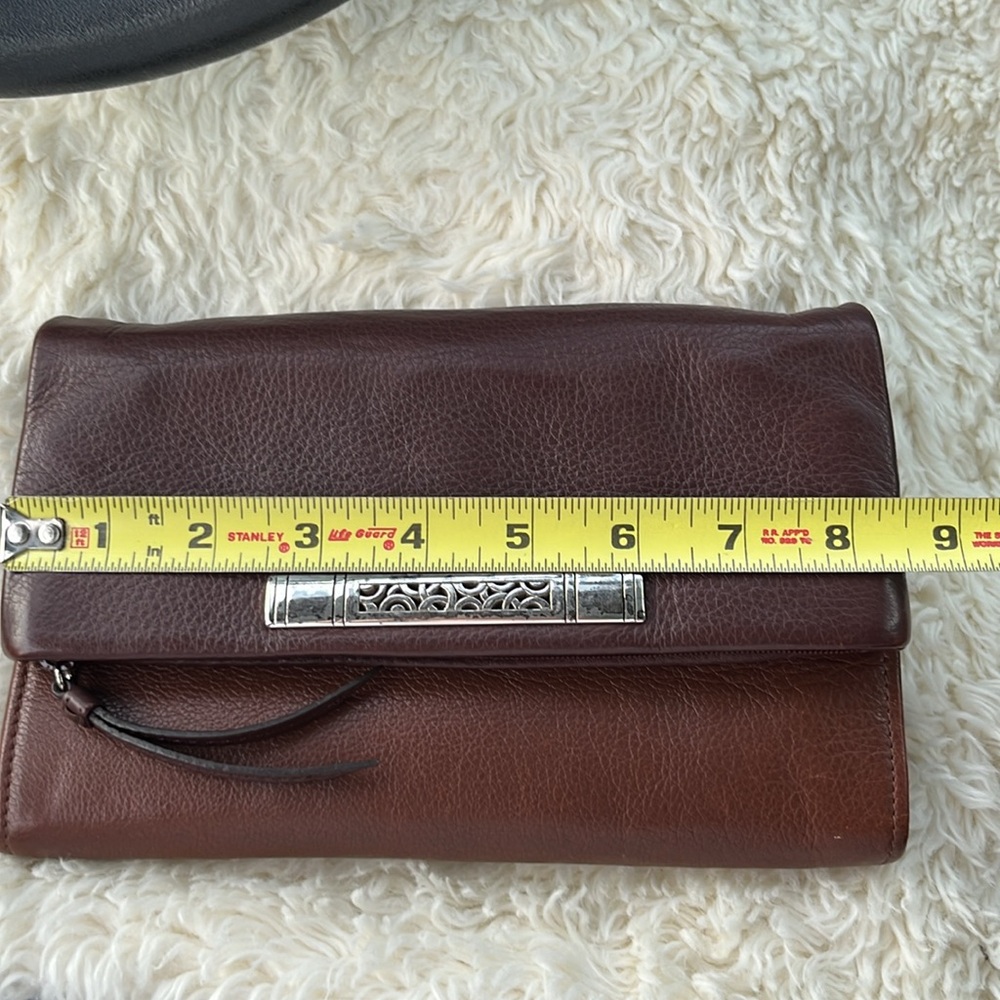 Brighton Two-tone Brown Pebbled Leather Monochromatic Bag Purse Wallet Wristlet - Picture 11 of 13